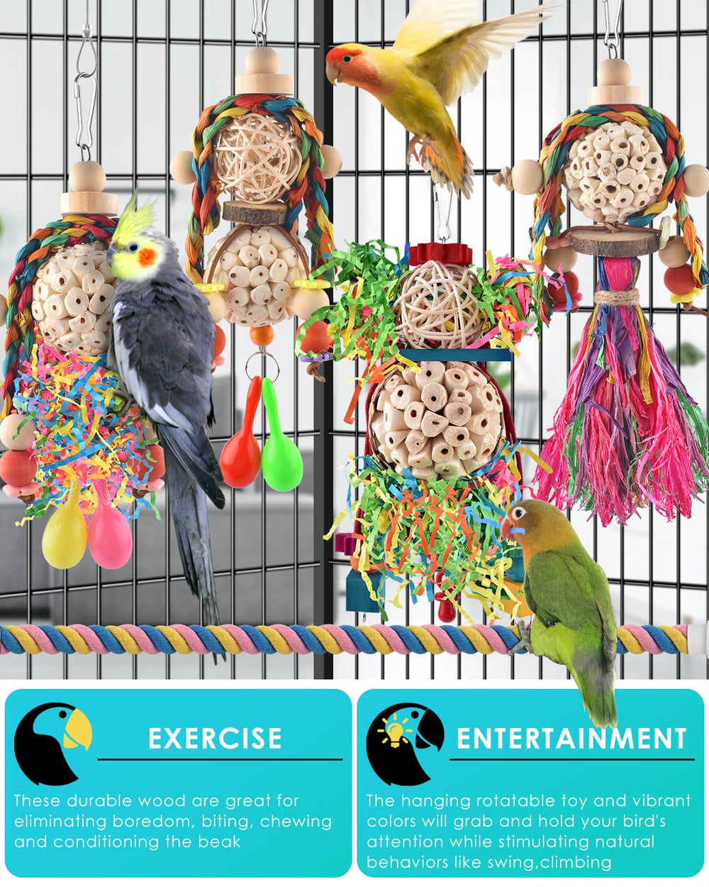Bissap Conure Toys colourful paper-strips invites shredding and enrichment through play.