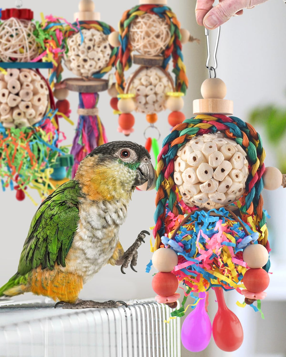 Bissap Conure Toys multi-bird-play emphasizes varied textures for extended engagement.