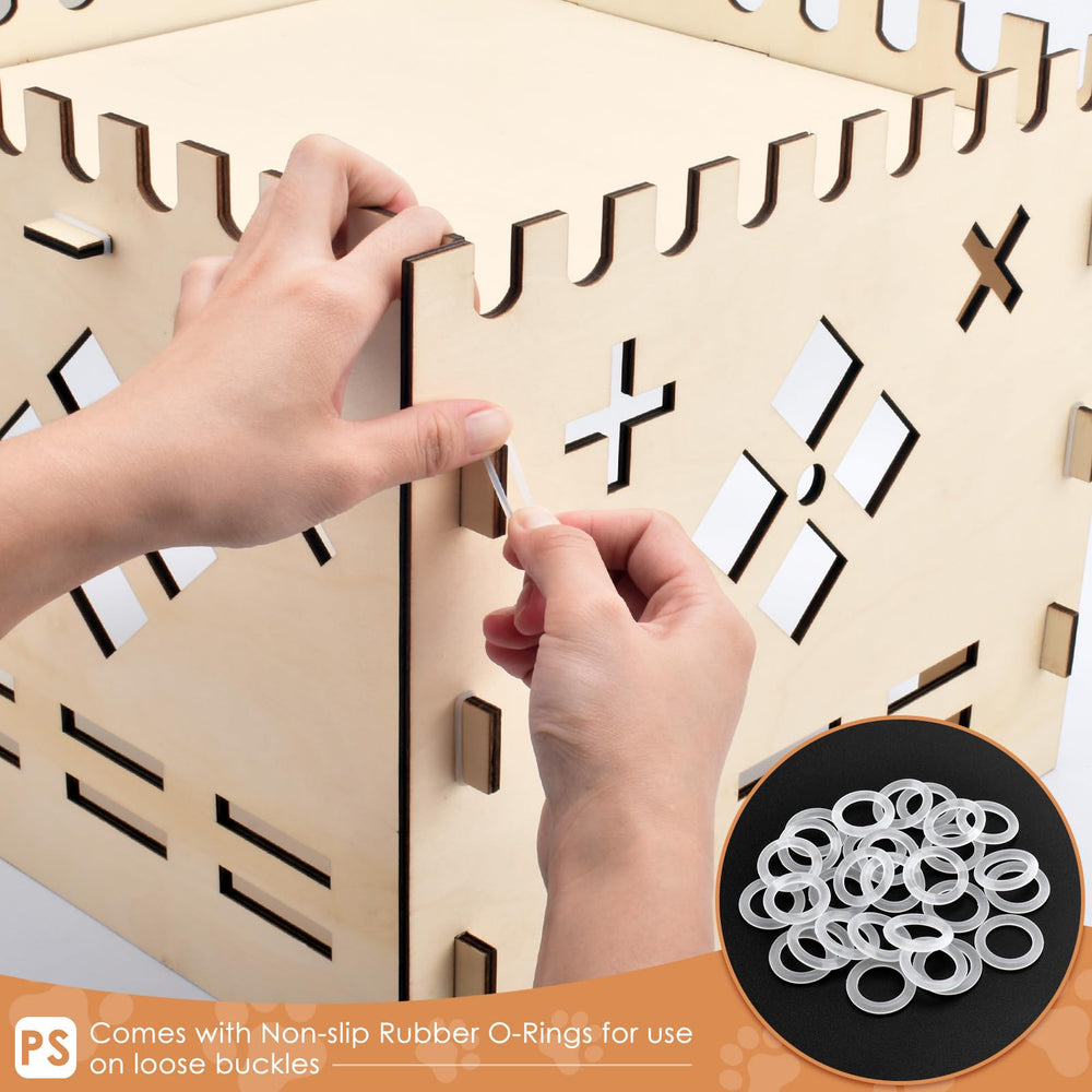Bissap rabbit hideout castle assembly with non-slip O-rings for secure setup.