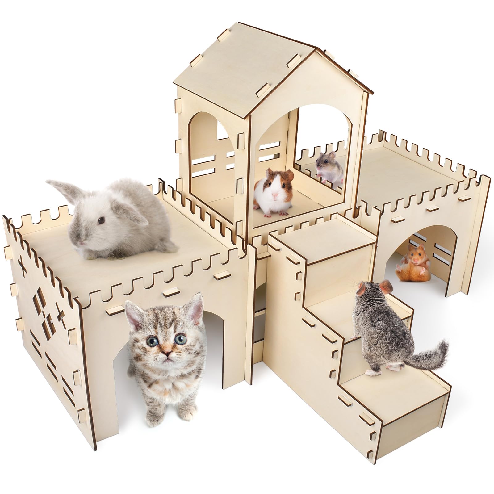 Bissap rabbit hideout castle exterior view highlighting durable FSC wood for long-lasting play.