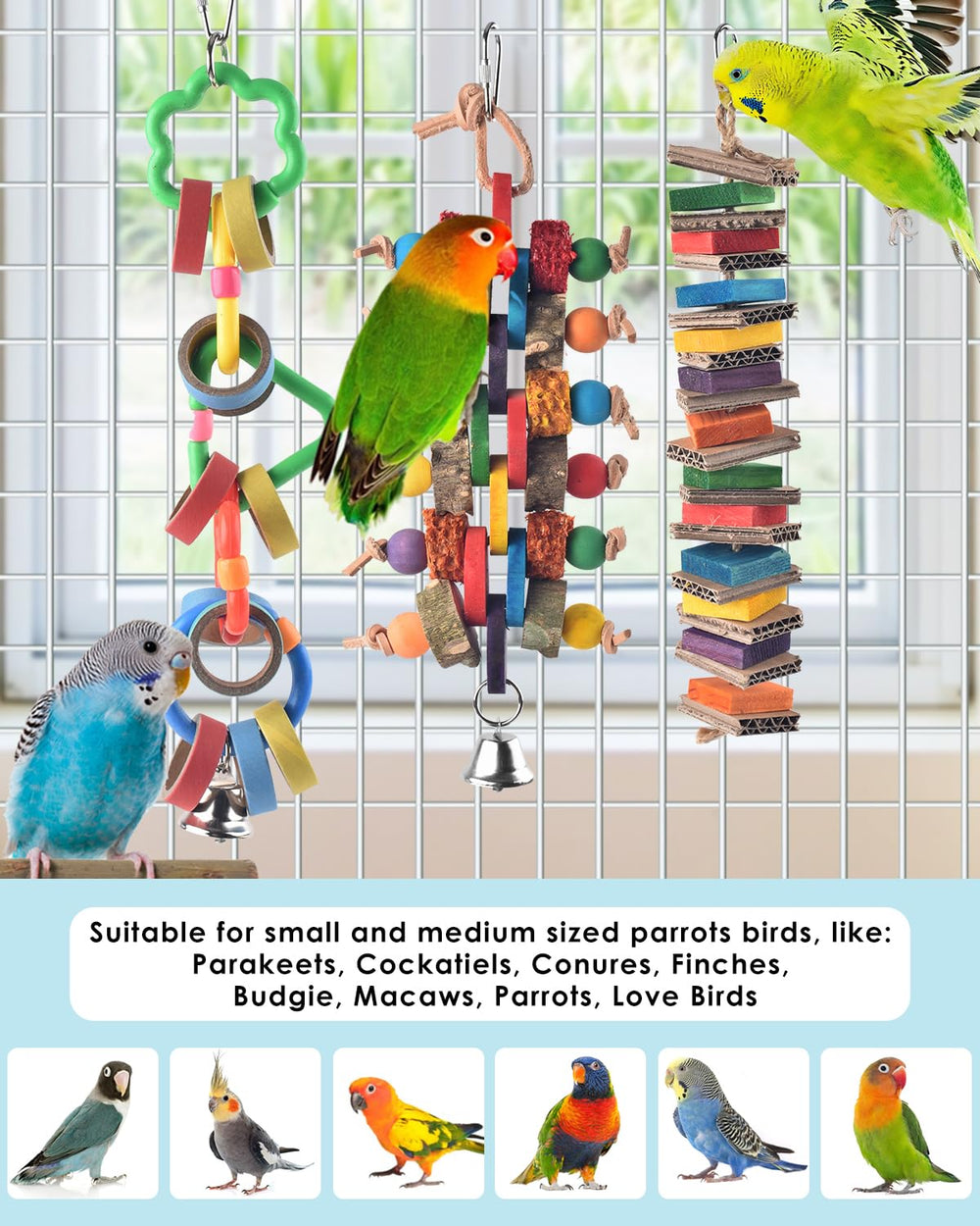 Bissap suitable for small to medium birds ensures engaging enrichment like cockatiels and conures.