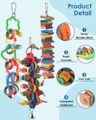 Bissap wood blocks and bells offer colorful textures that entice beak grooming and play.