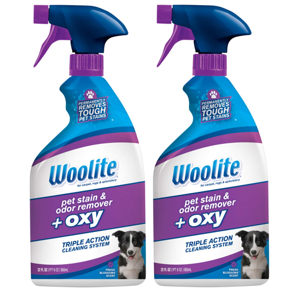 Bissell Woolite Pet Stain and Odor Plus Oxy 22oz bottle two-pack cleans stains and freshens spaces