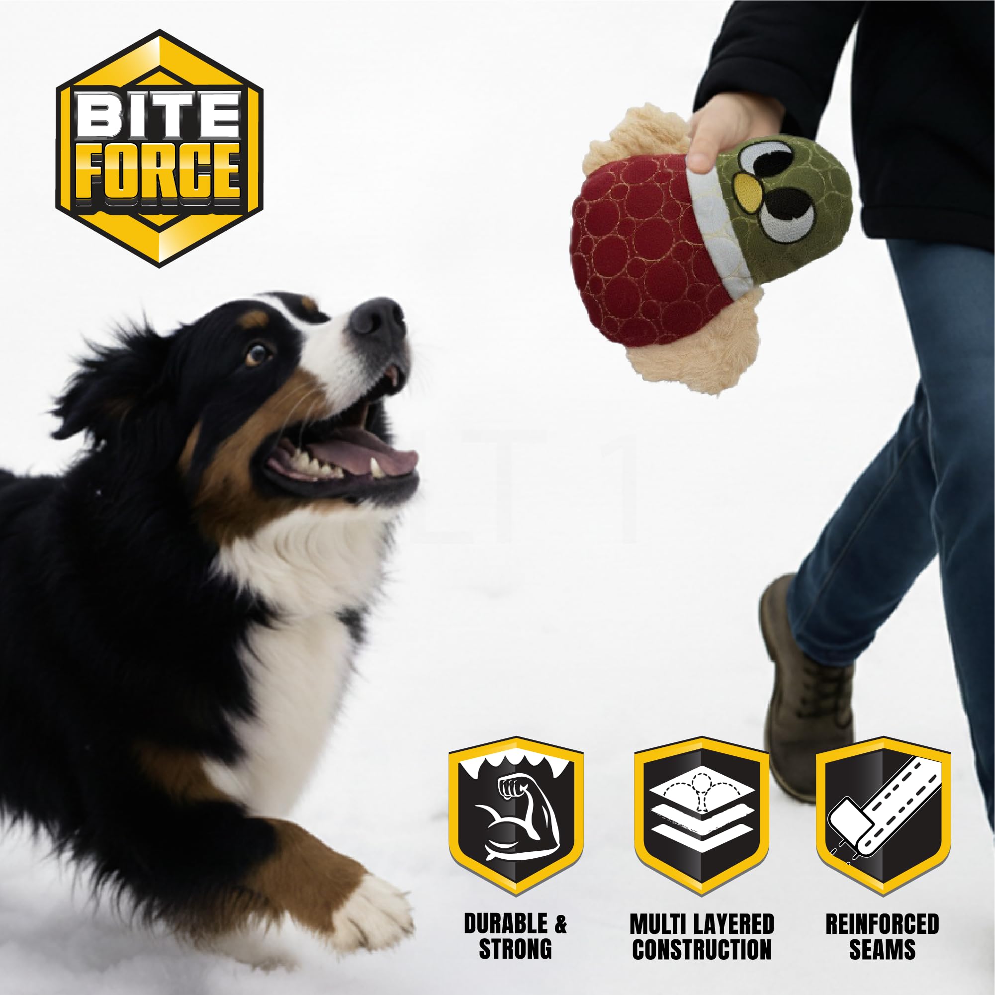 Bite Force Kevlar fabric dog toy with reinforced seams for longevity.