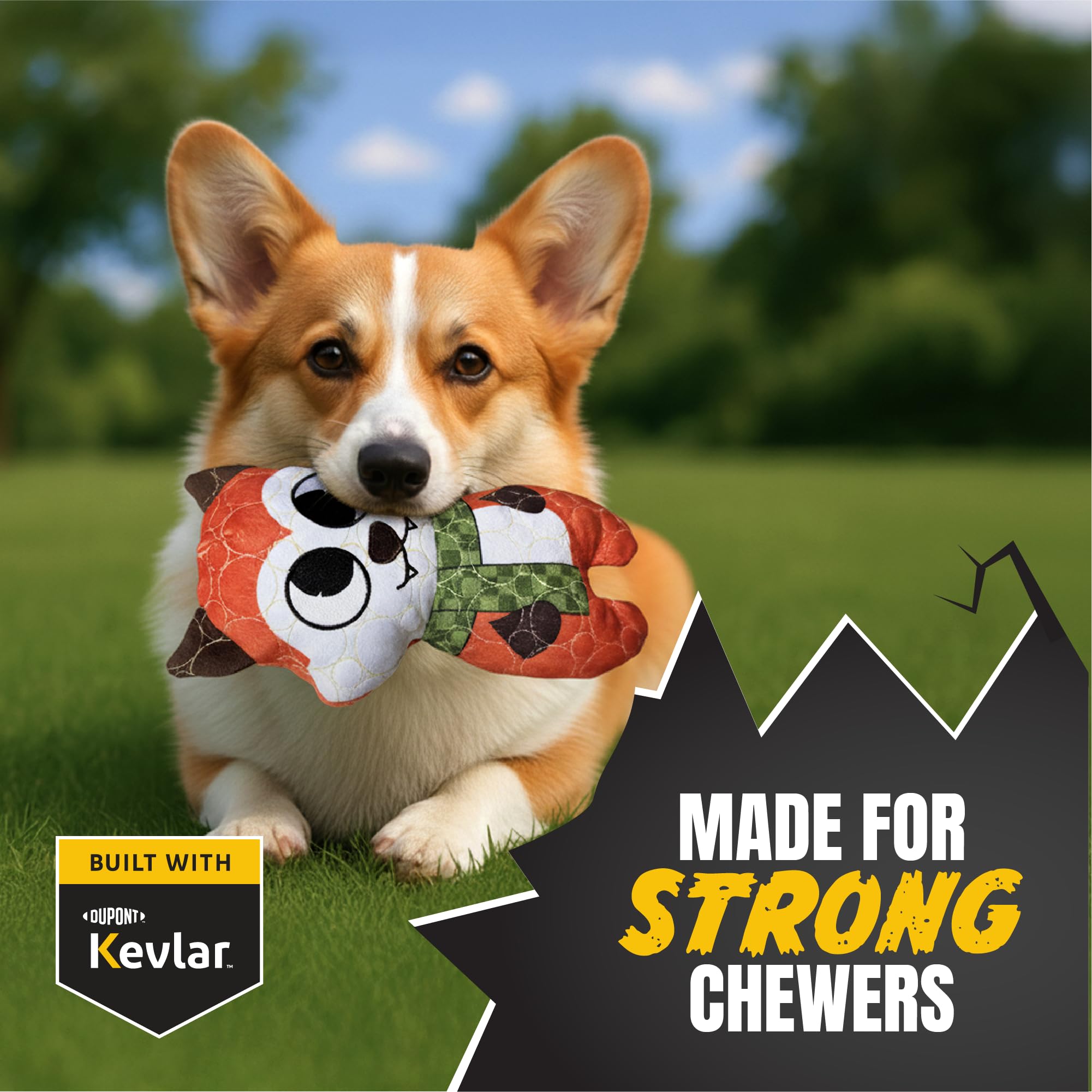 Bite Force kevlar-reinforced seams dog toy orange boosts chew durability.
