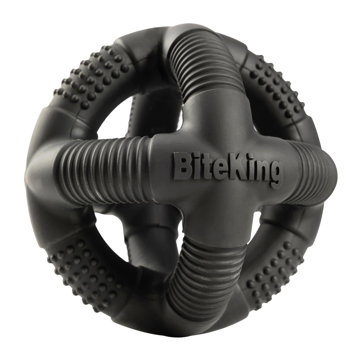 BiteKing natural rubber dog balls front view for aggressive chewers—durable playtime.