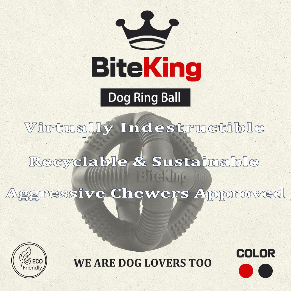 BiteKing natural rubber dog balls side view shows sturdy construction for long-lasting chew sessions.