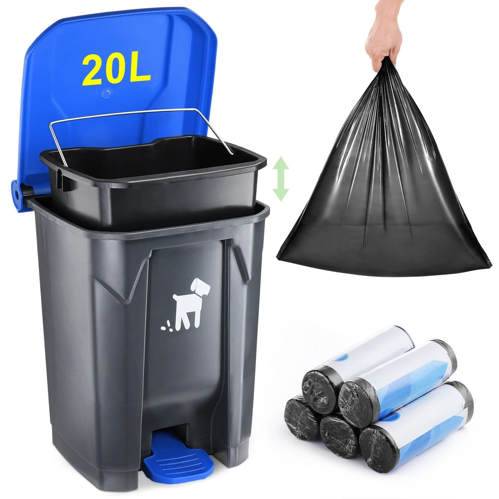Biubiucat outdoor waste container front view shows 20L capacity for easy daily cleanup