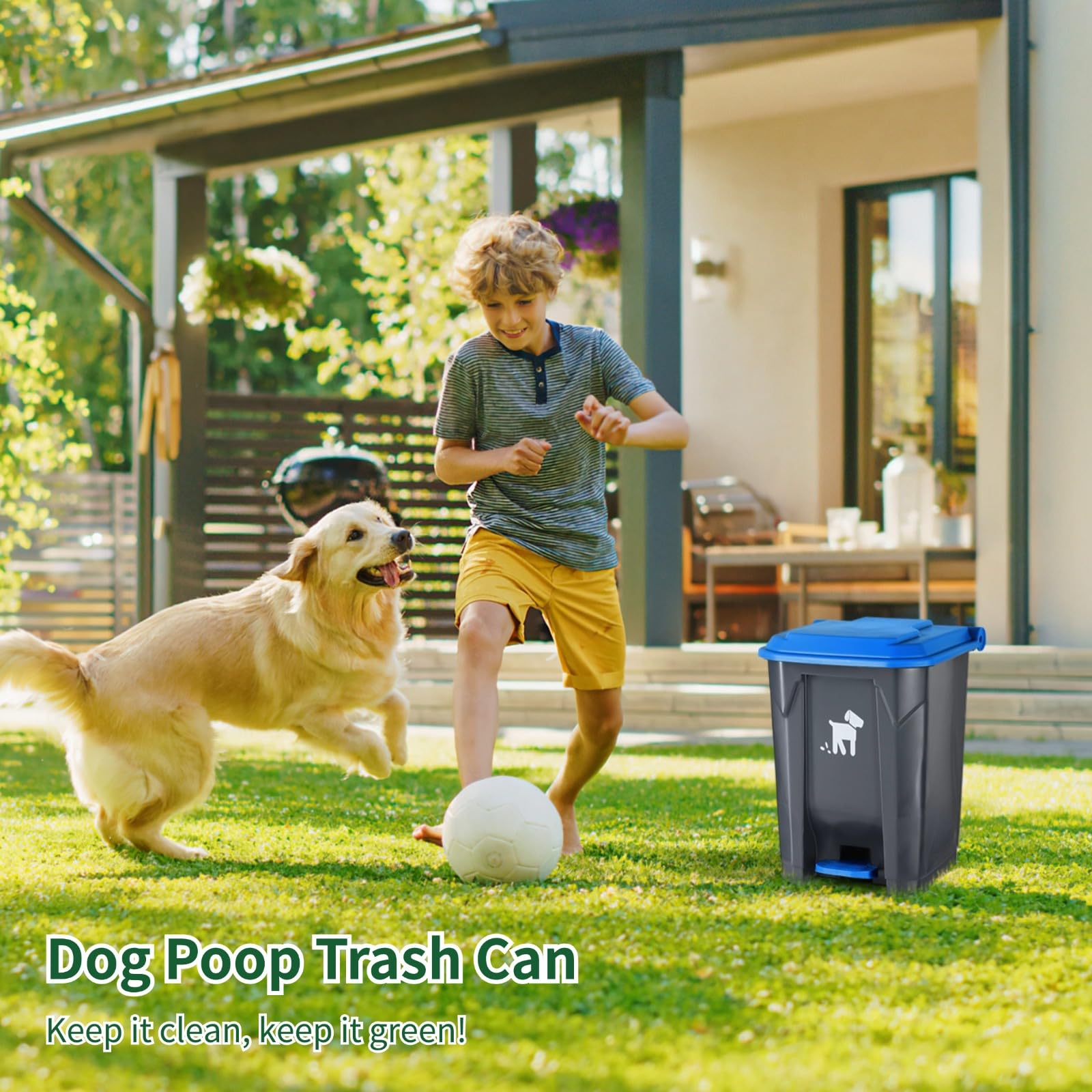 Biubiucat waste container with lid open promoting hands-free hygienic disposal