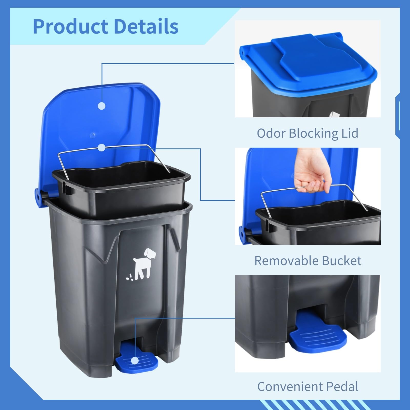 Biubiucat removable inner bin demonstrated for simple bag removal and cleaning
