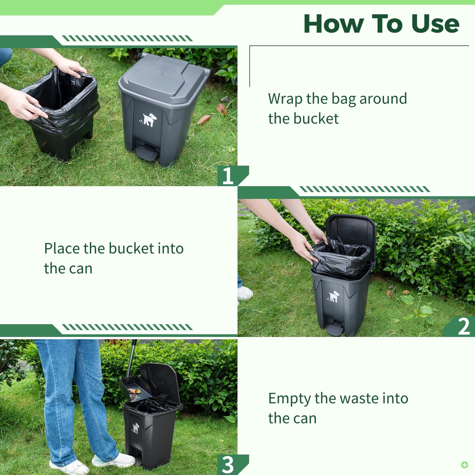 Biubiucat pet waste container 20L capacity supports weekly waste storage.
