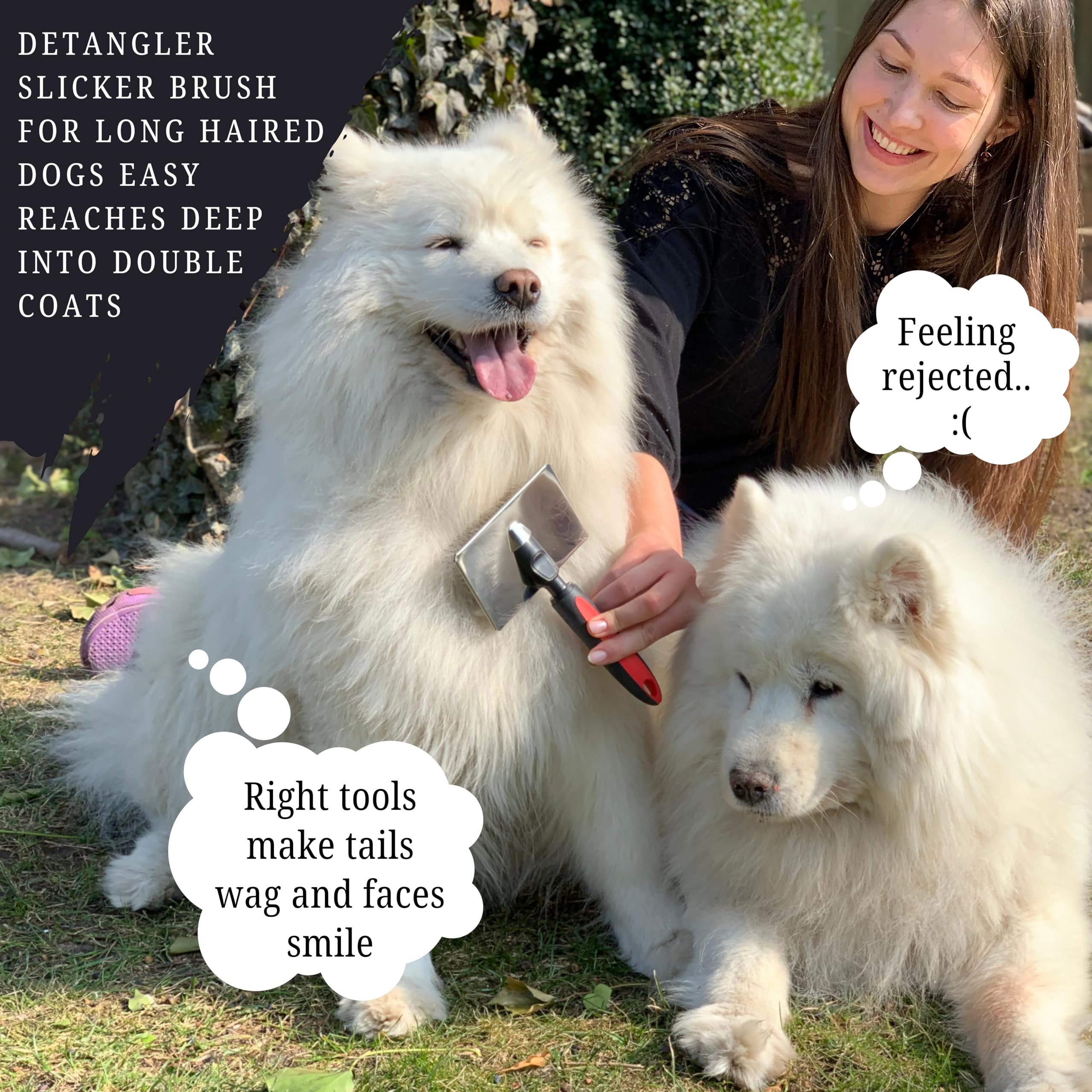 Bixy Pixy dog slicker brush ideal for Goldendoodles and retrievers with long coats.