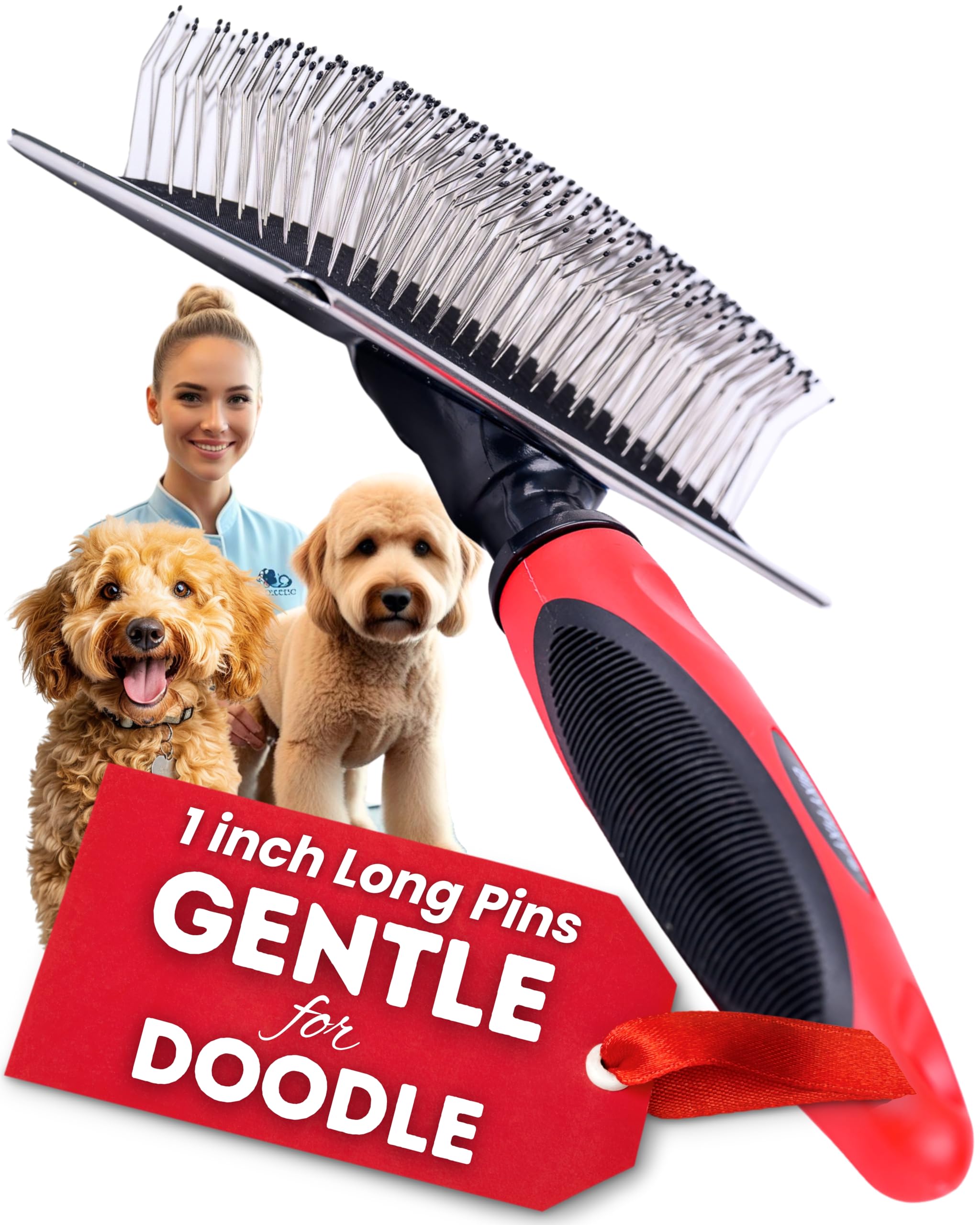 Bixy Pixy dog slicker brush large ball-tipped pins for gentle grooming and mat removal.