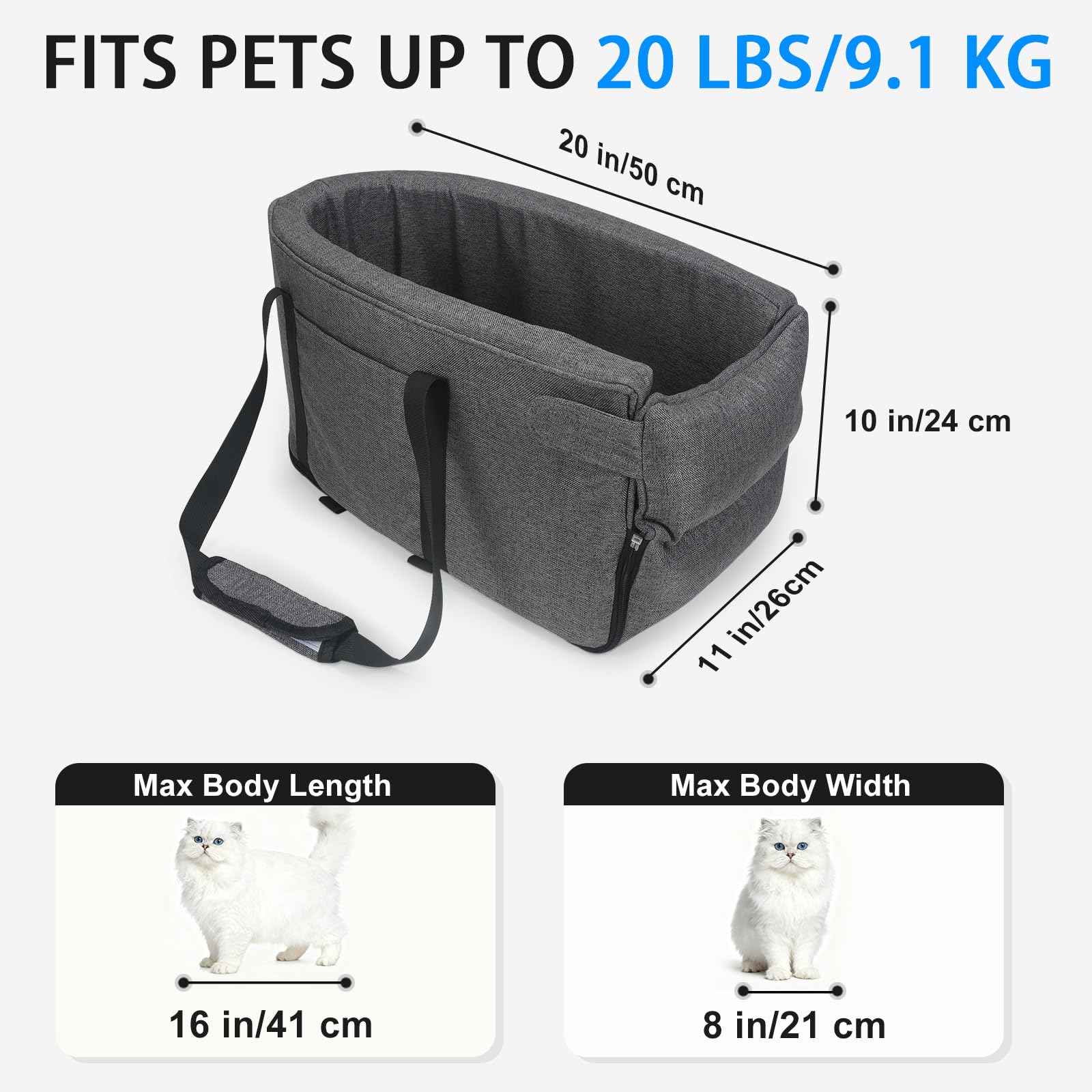 BJOP console-fit car seat in use inside a vehicle for secure pet travel.
