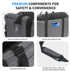 BJOP detachable-seat with clip-on leash adds versatility during car trips.