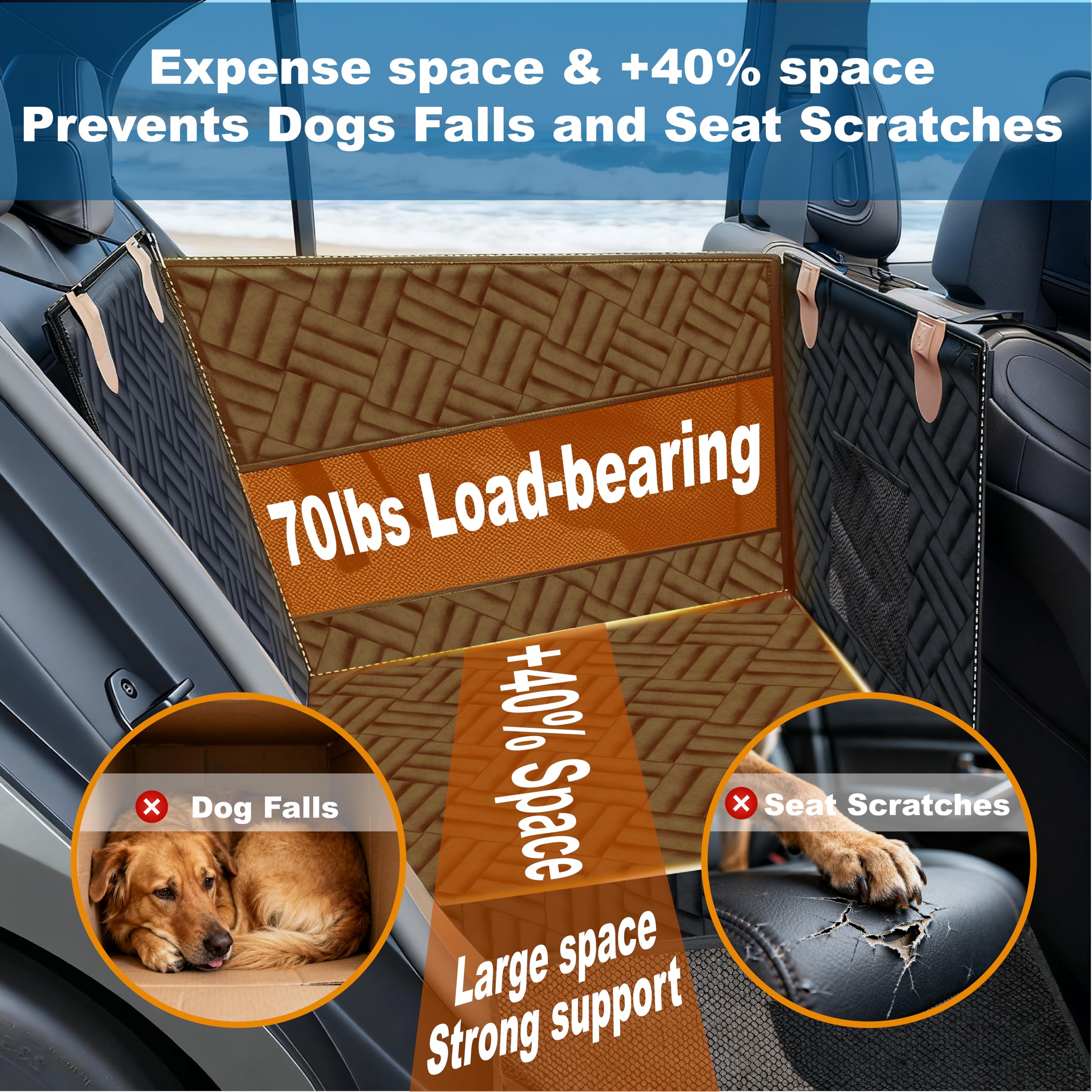 BKUSX dog car seat hard bottom provides stable travel support.
