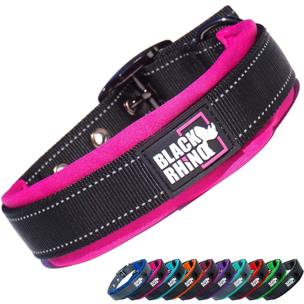 Black Rhino dog collar pink-black medium with comfortable fit for active dogs