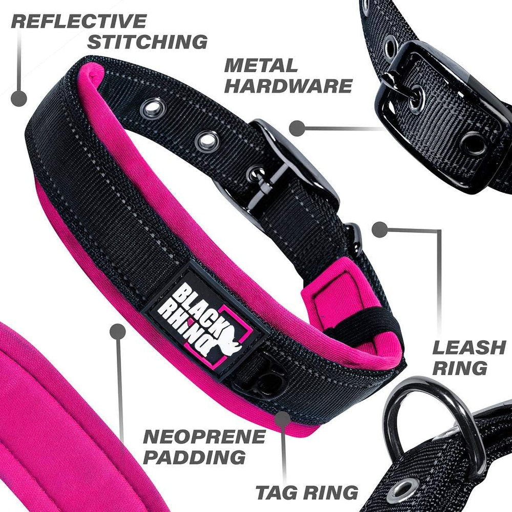 Black Rhino collar neoprene padding close-up showing soft, odor-resistant lining for neck comfort