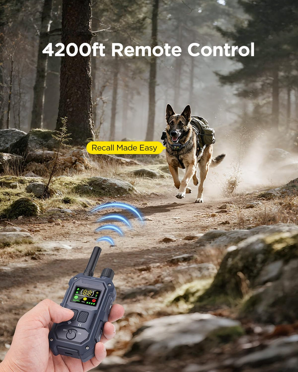 BLACKDOG 4200ft-range shows reliable signal through woods and rain.