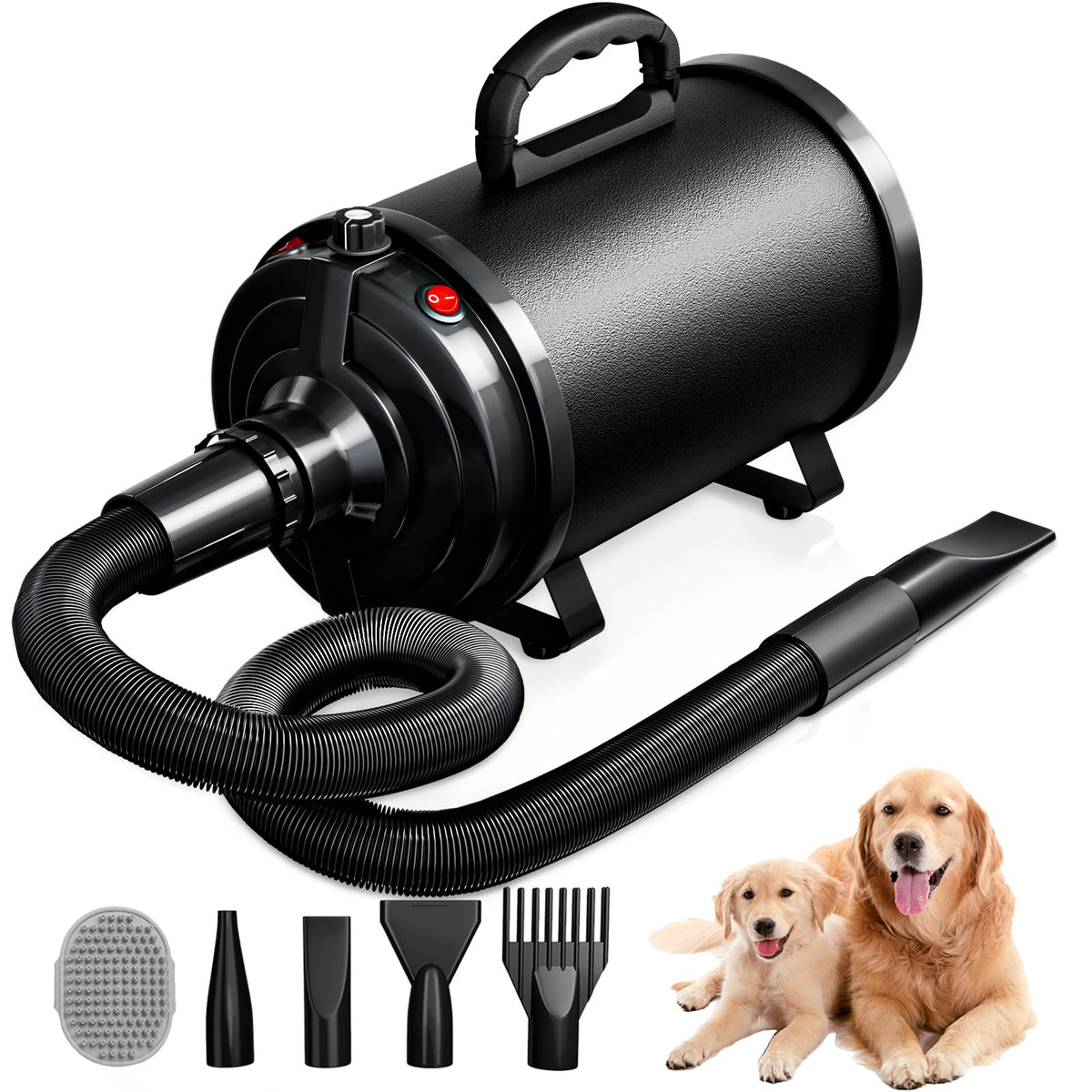 Blanlody dog dryer front view with 3800W power for fast grooming.