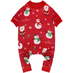 Blaoicni dog Christmas pajamas snowman front view, ideal for festive photoshoots.