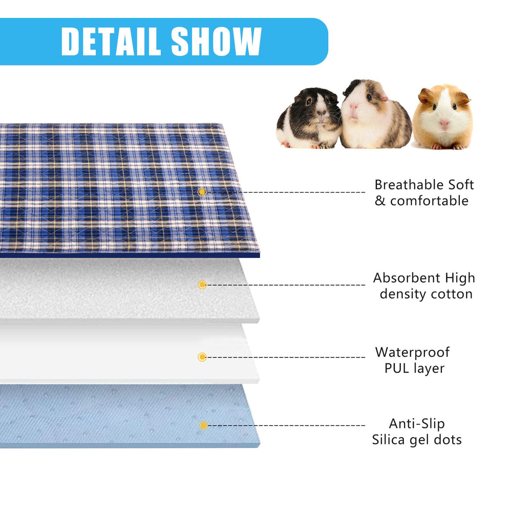 Blaoicni guinea pig cage liner absorbs moisture quickly with a thick absorbent layer.