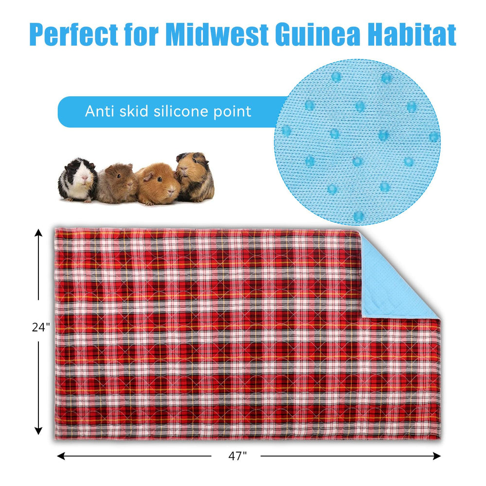 Blaoicni guinea pig cage liner red plaid provides vibrant, easy-to-clean bedding.