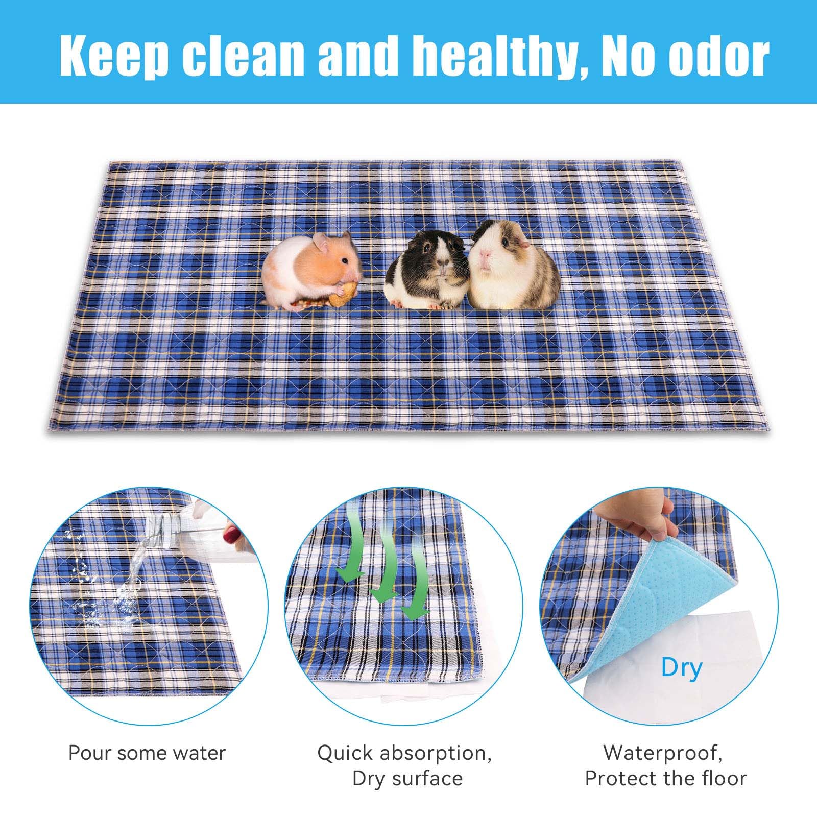 Blaoicni guinea pig cage liner features waterproof TPU bottom to prevent staining.