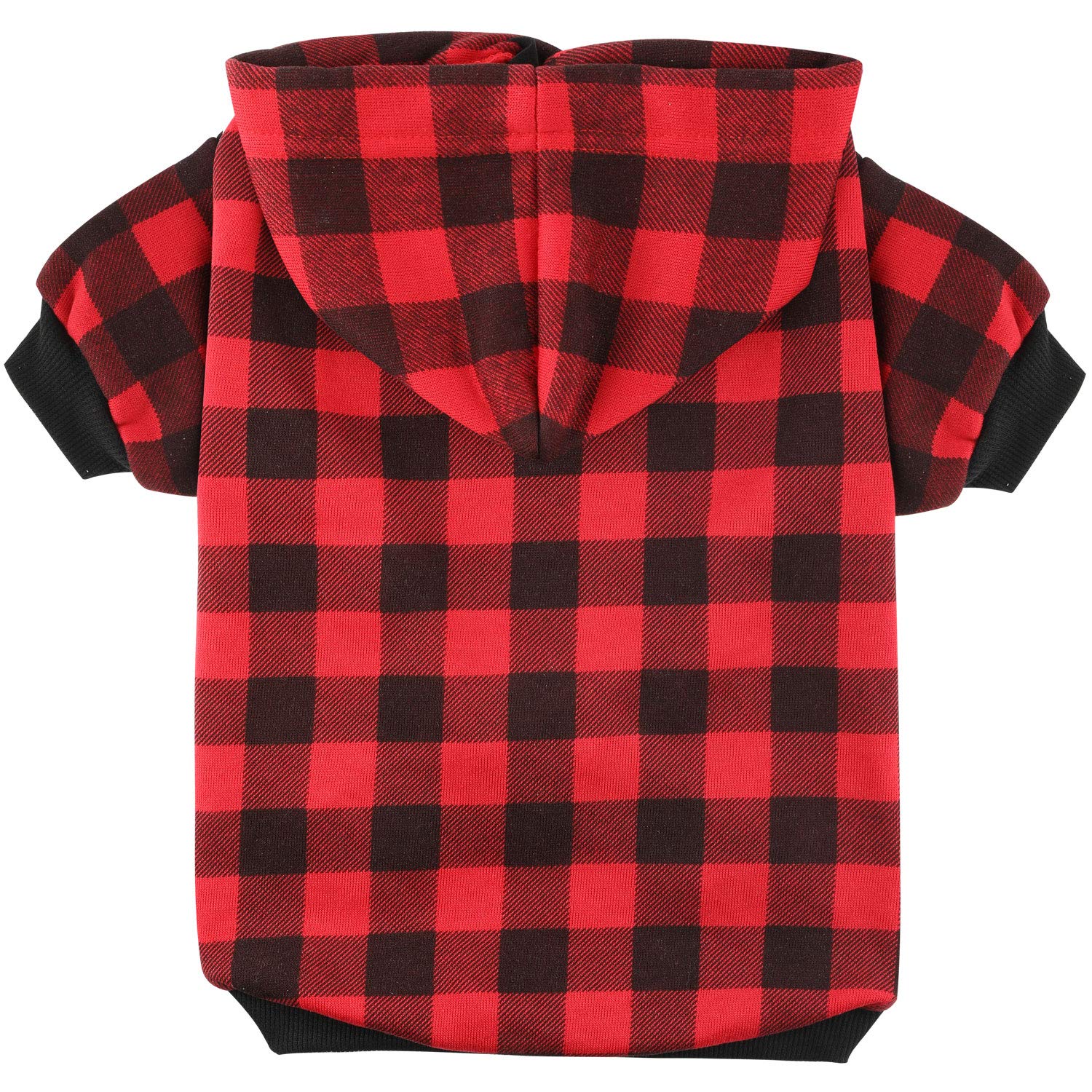 Blaoicni plaid dog hoodie back view highlighting full-coverage design