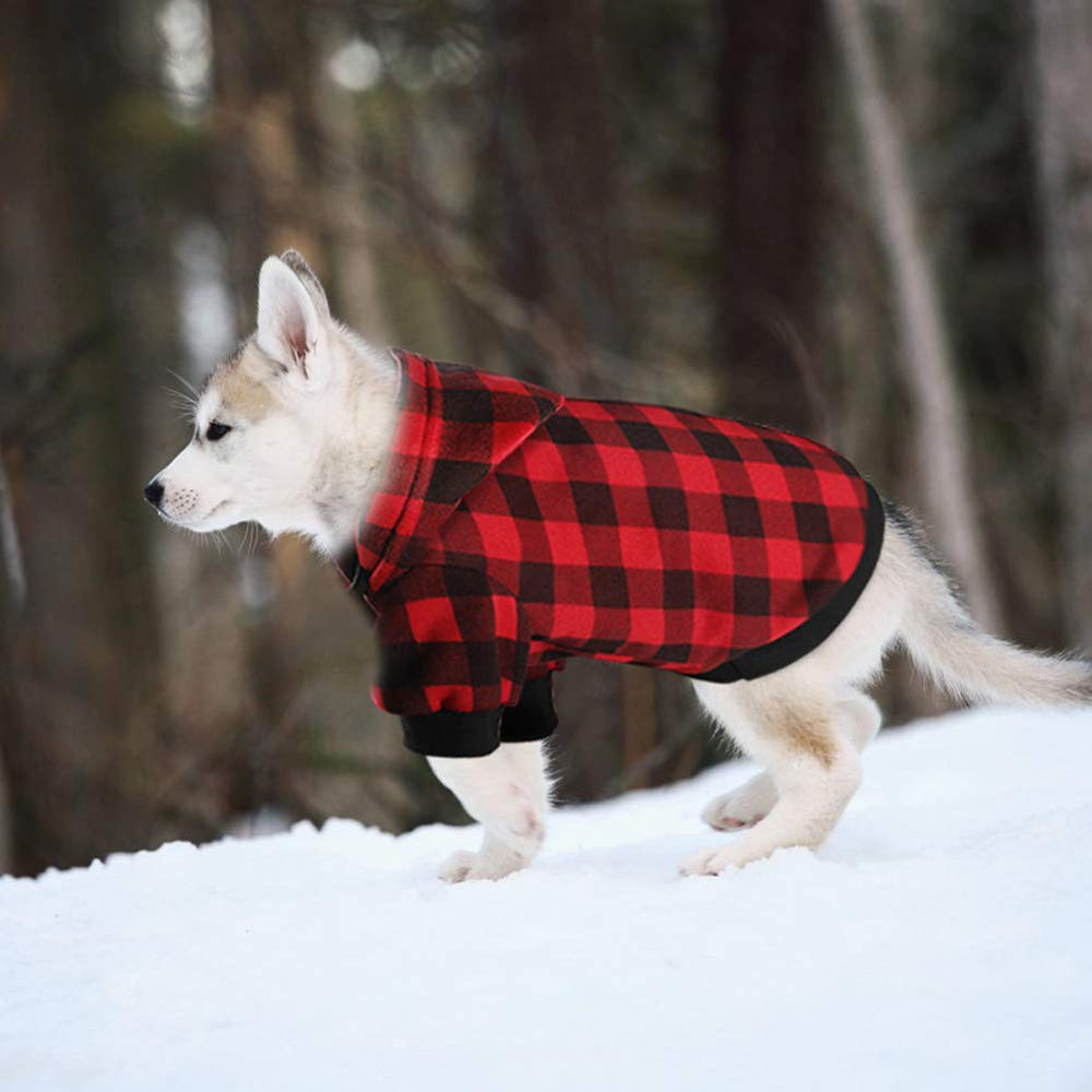 Blaoicni plaid dog hoodie XL machine washable for simple care.