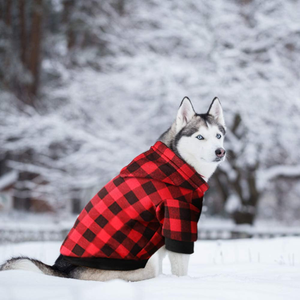 Blaoicni plaid dog hoodie XL colorfast fabric for everyday wear.