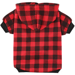 Blaoicni plaid dog hoodie XL back view, stylish warmth for winter walks.