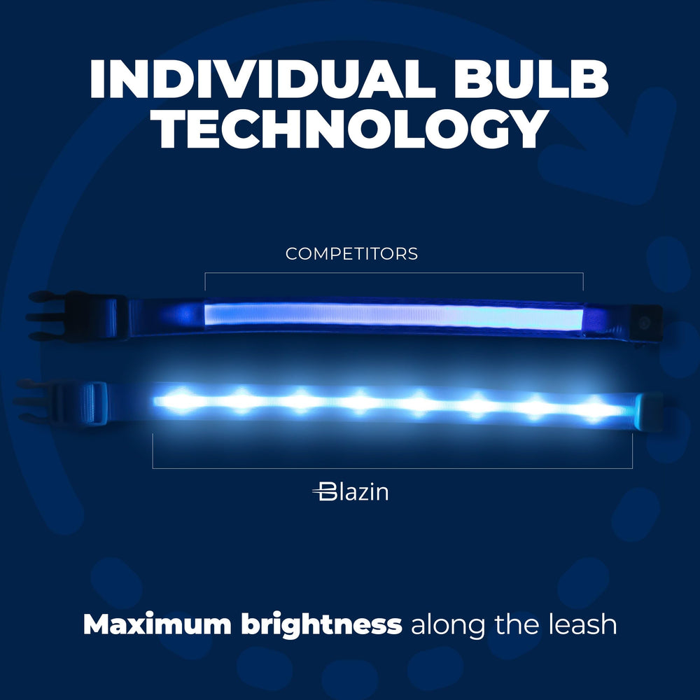 Blazin waterproof dog collar endures splashes and swims with reliable night visibility.