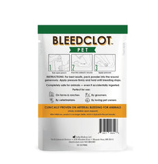 BleedClot Pet powder applied in stall setting to aid animal first aid.