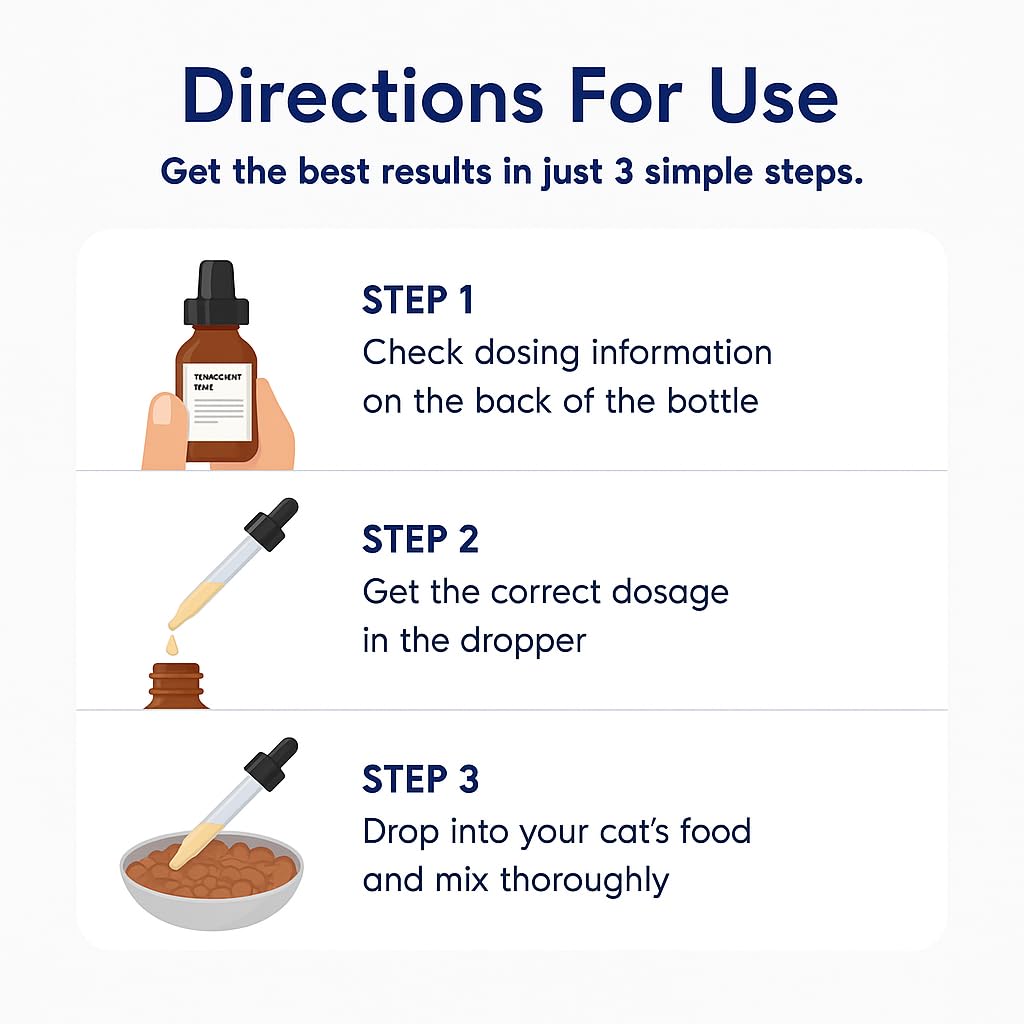Blisso Pet Advanced Cat Probiotic Drops liquid shown for mixing with meals