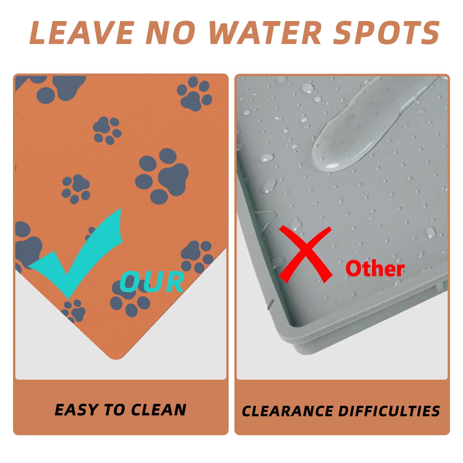 Blkjsgly dog food mat non-slip back prevents sliding during meals.