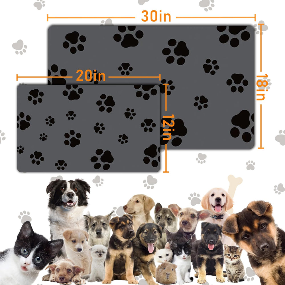 Blkjsgly dog food mat paw-prints-design adds playful charm.
