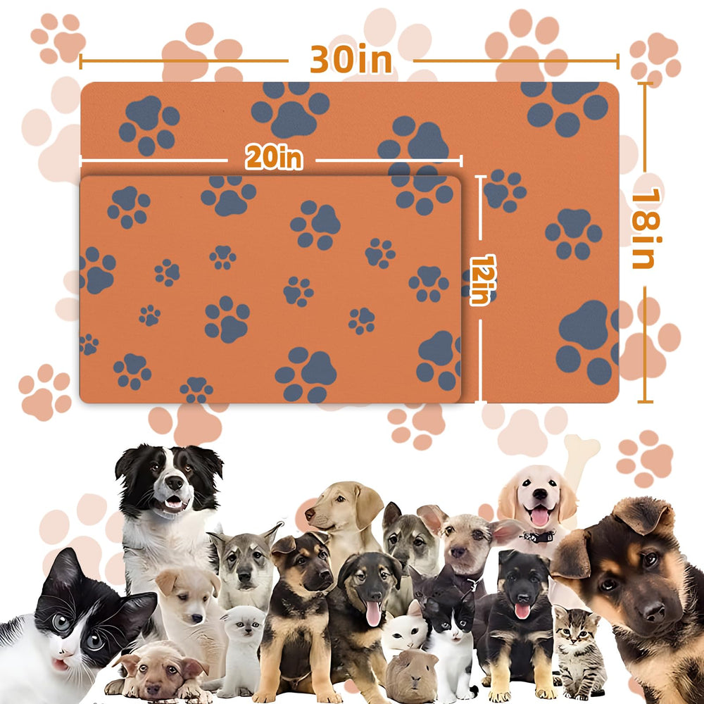 Blkjsgly dog food mat 18x30 size fits large bowls.