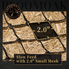 Bloomoak hay net handwoven eight-strand construction for enhanced durability.