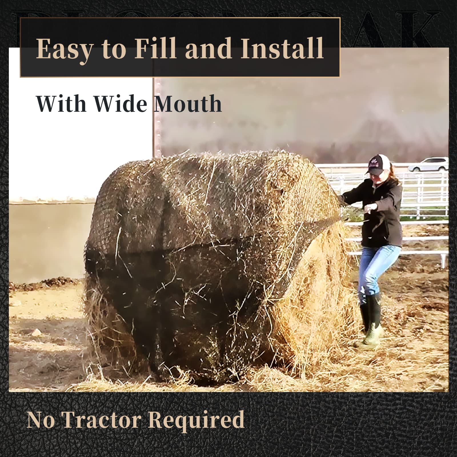 Bloomoak hay net UV-resistant material shown outdoors for long-lasting durability.