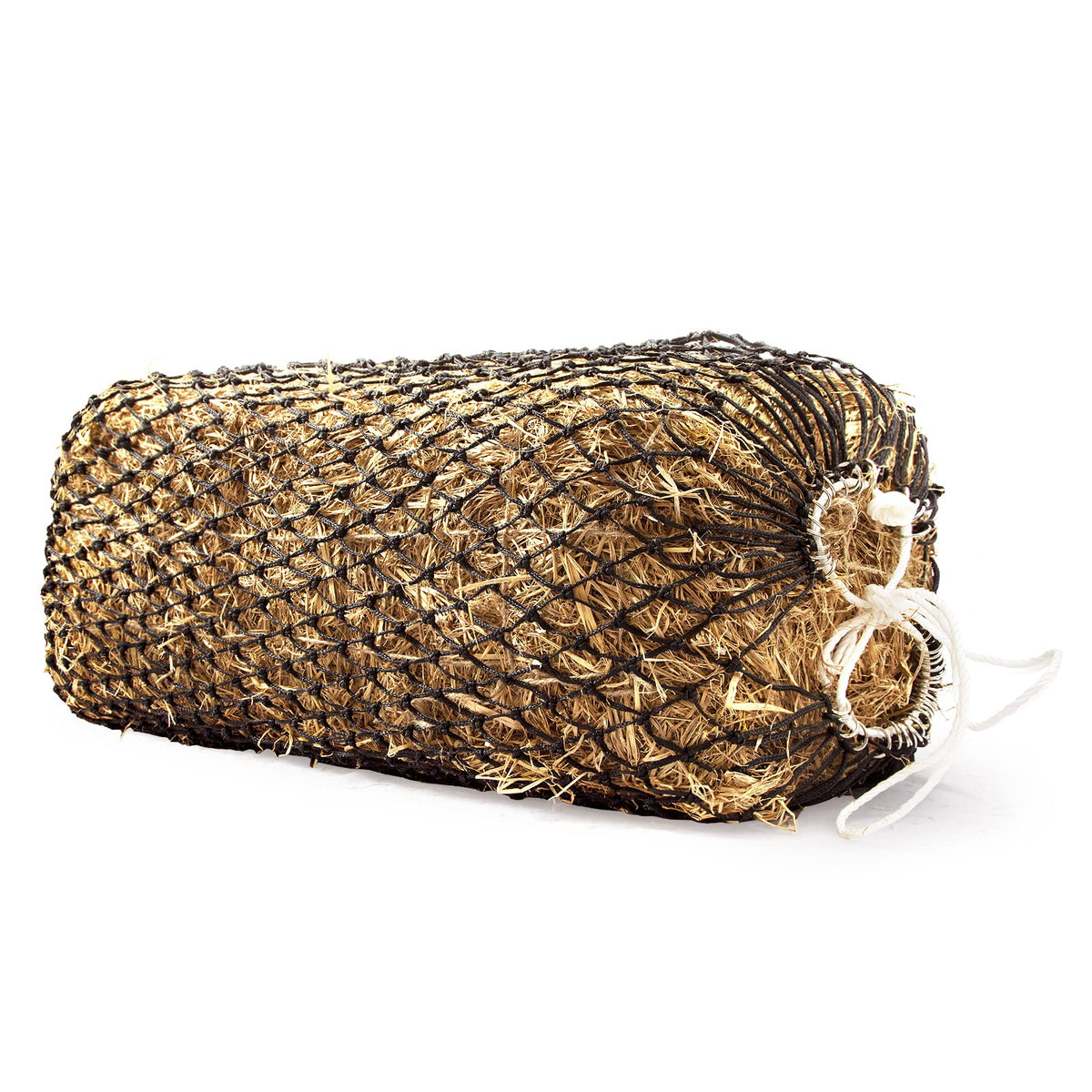 Bloomoak slow hay net closeup mesh shows 1.6-inch holes for reduced waste