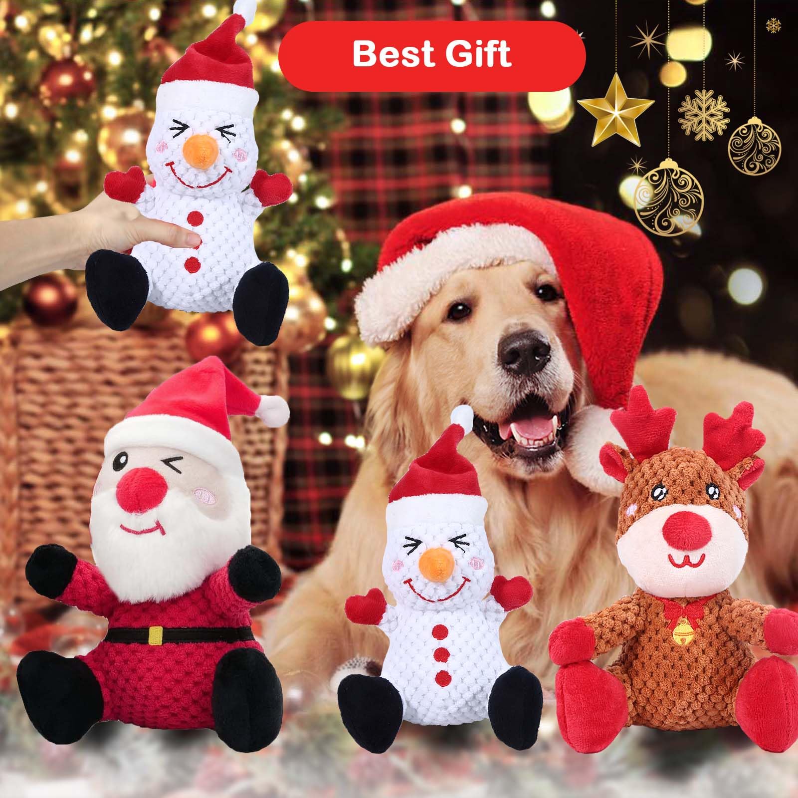 BLSCC Christmas 3-pack dog toys gift set for all sizes.