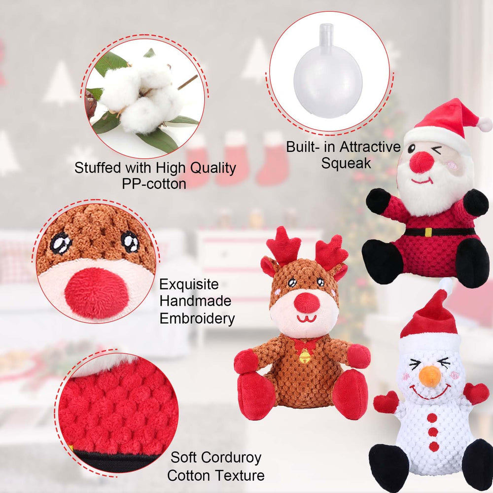 BLSCC Plush dog toy with built-in squeaker for engagement.