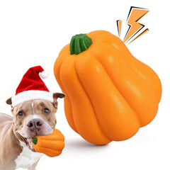 BluBrk Christmas pumpkin closeup showing durable chew surface for aggressive chewers.