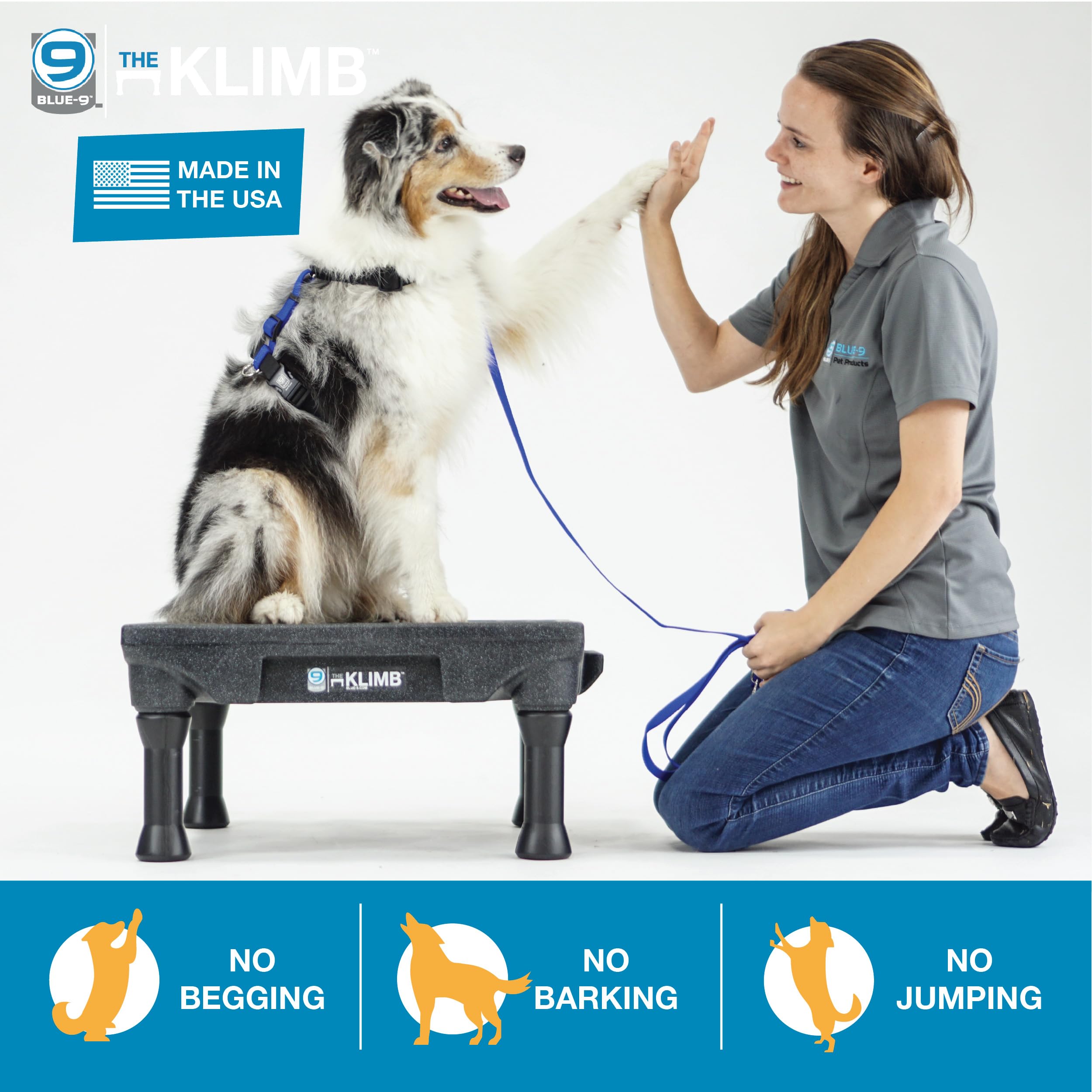 Blue-9 KLIMB pawgrip surface offers sure footing during practice.