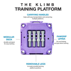Blue-9 KLIMB pawgrip surface provides secure footing during indoor sessions.