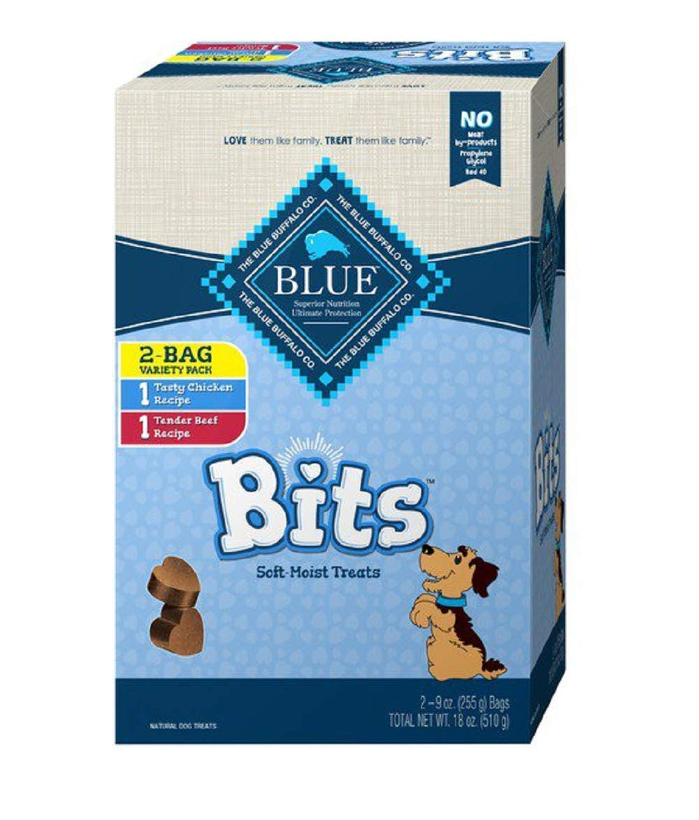 Blue Buffalo Blue Bits soft-moist training treats front view, great for training rewards.