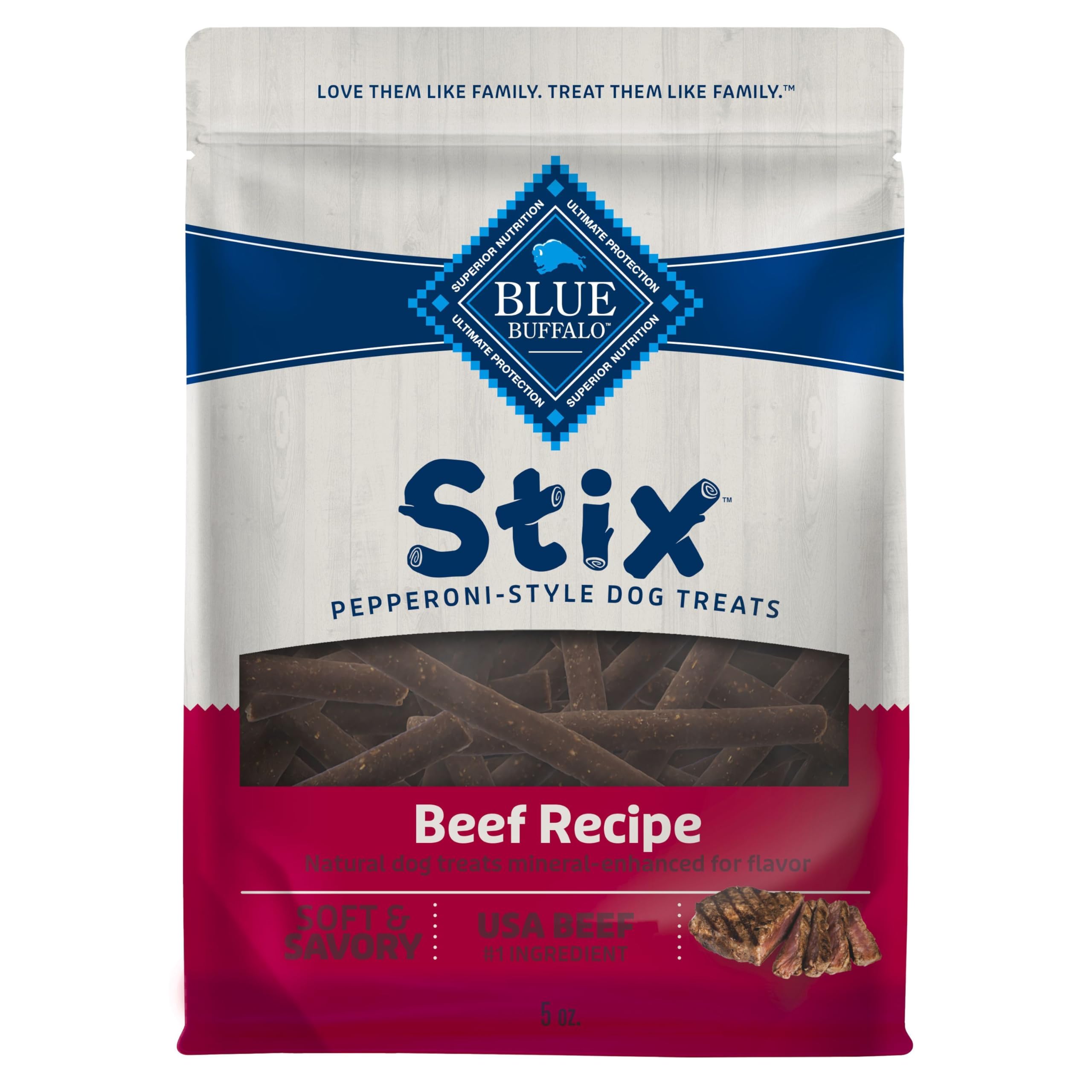 Blue Buffalo Stix beef-soft-moist-treats closeup showing tender texture for rewarding training