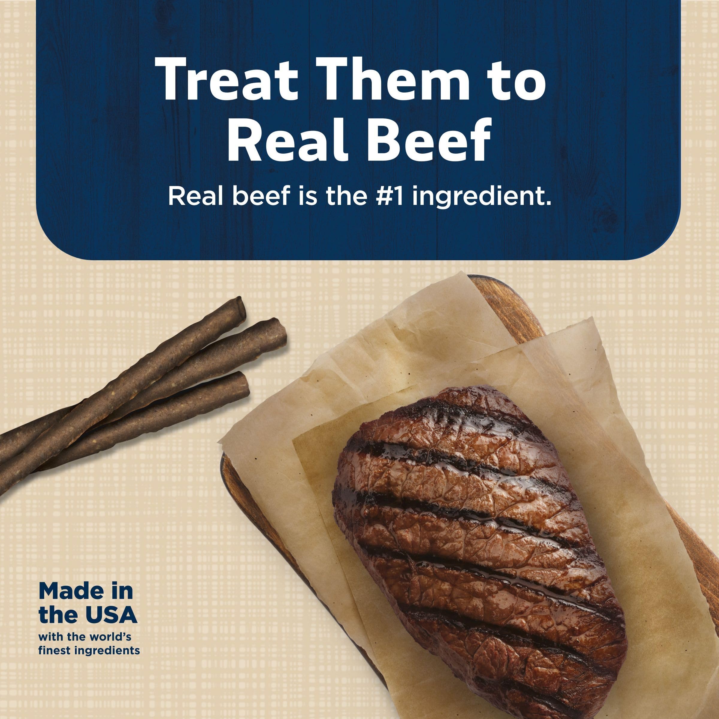 Blue Buffalo Stix real-beef-first-ingredient label image highlights honest ingredients