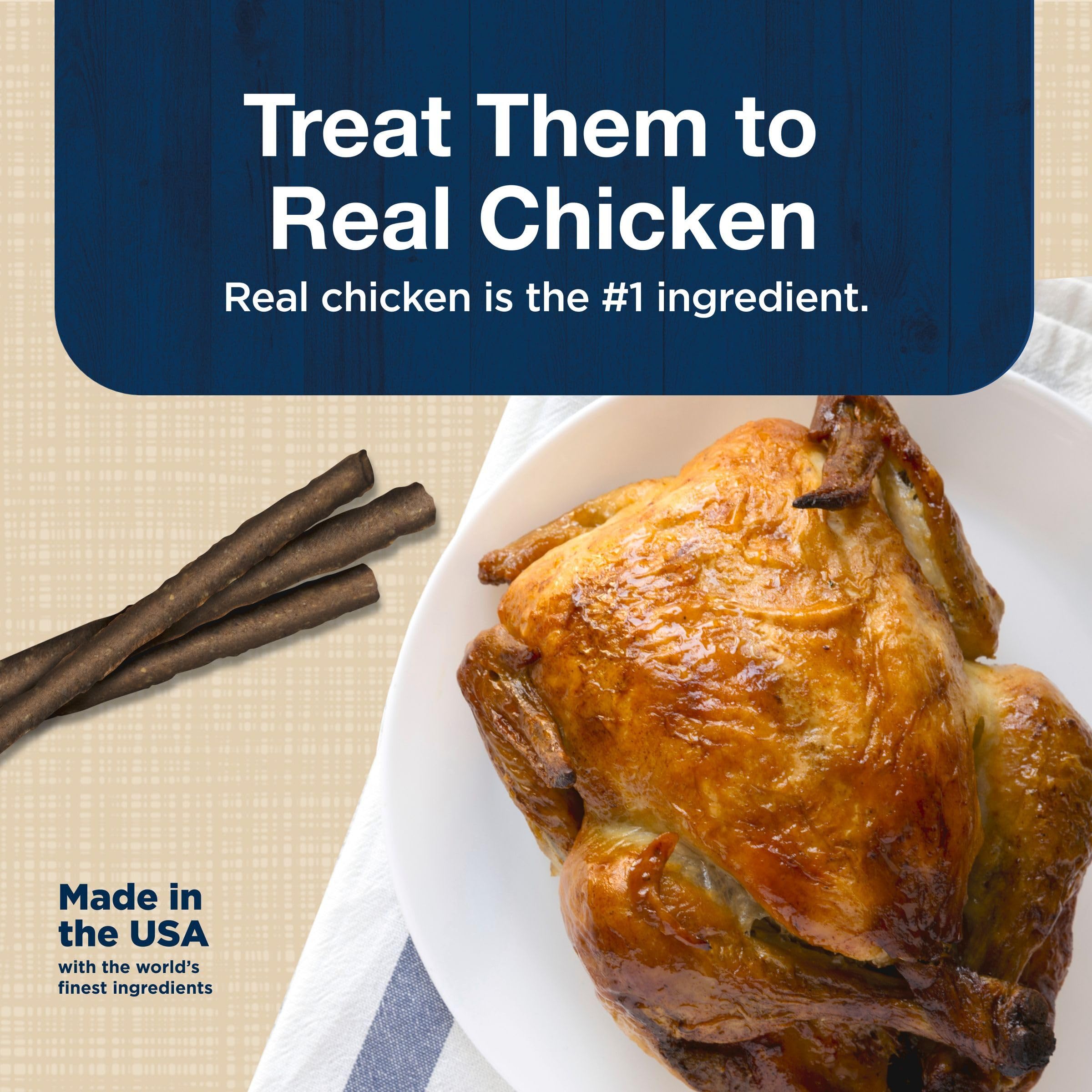 Blue Buffalo Stix soft-moist treats chicken in close-up view